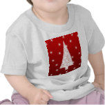 White Christmas Tree with Stars on Red. Custom t-shirts