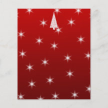 White Christmas Tree with Stars on Red. Flyer Design