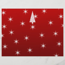 White Christmas Tree with Stars on Red. Full Colour Flyer