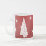 White Christmas Tree with Stars on Red. Mugs