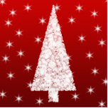 White Christmas Tree with Stars on Red. Photo Sculpture