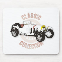 White classic racing car mouse pad