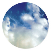 White Clouds & Sky Round Sticker