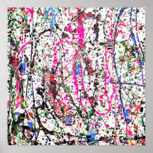 White Confetti Abstract Poster