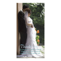 White Corner Swirl Wedding Thank You Photo Cards