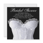 White Corset Damask Bridal Shower Personalized Invites