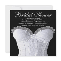 White Corset Damask Bridal Shower Personalized Invites