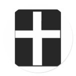 WHITE cross Round Sticker