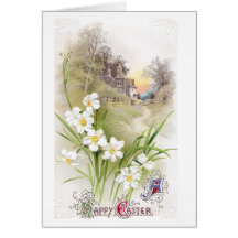 White Daffodils Vintage Easter Cards