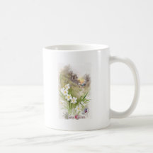 White Daffodils Vintage Easter Coffee Mug