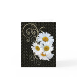 White Daisies Gold Scrolled Note Card