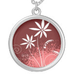 White Daisies on Pink and Red Custom Necklace