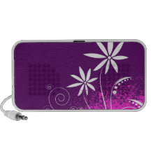 White Daisies on Purple Notebook Speakers