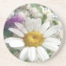 White Daisy Bouquet Drink Coasters