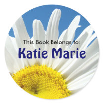 White Daisy Flower Book Tags Custom Name