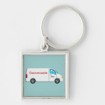 White Delivery Van - Customisable Key Chain