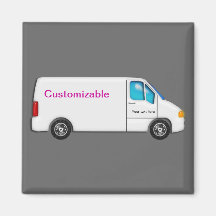White Delivery Van - Customisable Magnet