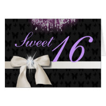 White Diamond Bow Sweet 16 Card