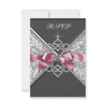 White Diamonds Pink Black Sweet 16 Birthday Party Custom Invitations