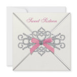 White Diamonds Pink Sweet 16 Birthday Party invitations
