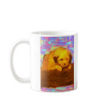 white dog  praying coffee mug
