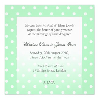 White dots on mint & peach & your photo invite