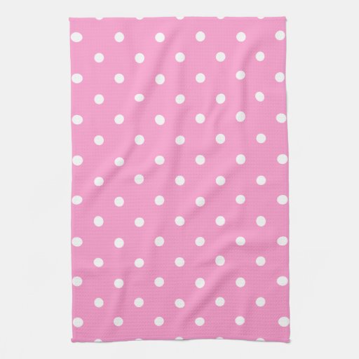 White Dots, Pink Polka Dots Pattern. Hand Towel Zazzle