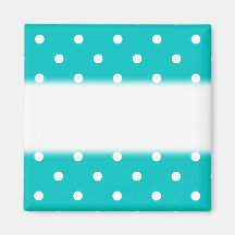 White dots, Teal Polka Dot Pattern. Fridge Magnets