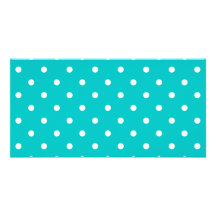 White dots, Teal Polka Dot Pattern. Custom Photo Card