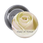 White double rose Maid of Honour Button