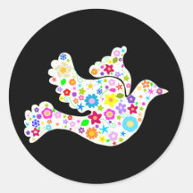White Dove of Flowers Stickers