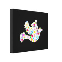 White Dove of flowers Stretched Canvas Prints