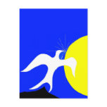 White Dove of Peace and Yellow Sun on Blue Back Post Card