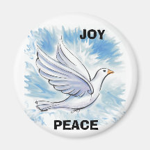 White Dove, PEACE, JOY Fridge Magnet