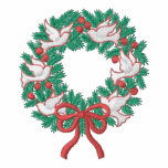 White Doves Wreath embroidered shirts