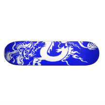 white dragon on blue skateboards