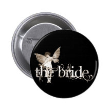 White Dress Fairy Sepia - The Bride Pinback Button