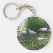 White Ducks on a Ramp Keychain