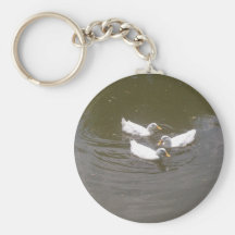 White Ducks Swimming Keychain