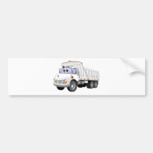 White Dump Truck Cartoon Bumper Sticker