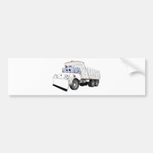 White Dump Truck Plough Cartoon Bumper Stickers