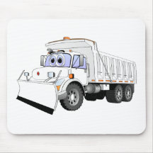 White Dump Truck Plough Cartoon Mousepads
