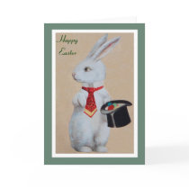 White Easter Rabbit Wearing Tie Cards