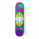 White elephant on green yellow spades custom skate board