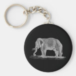 White Elephant Vintage 1800s Illustration Keychains