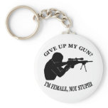 White Female Gun Not Stupid keychains