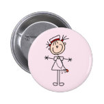 White Female Stick Figure Nurse 2 Gifts Buttons