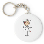 White Female Stick Figure Nurse 2 Gifts Keychains
