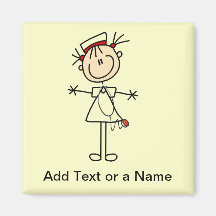 White Female Stick Figure Nurse 2 Gifts Refrigerator Magnet