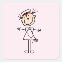 White Female Stick Figure Nurse 2 Sticker